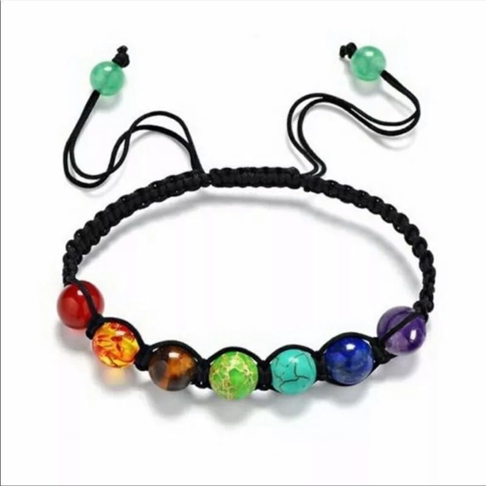 7 Chakra Gemstone Woven Cord Bracelet